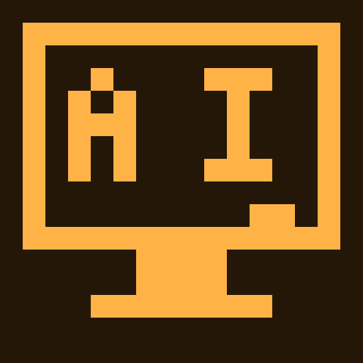 App icon: an amber pixel monitor with AI on its screen