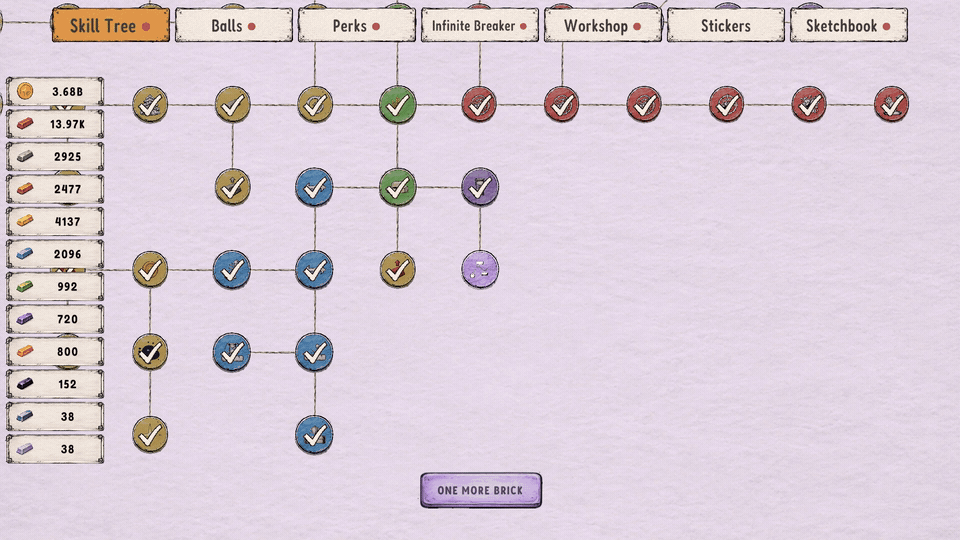 Buying skills: Two quick skill unlocks, then a zoom out to the full tree
